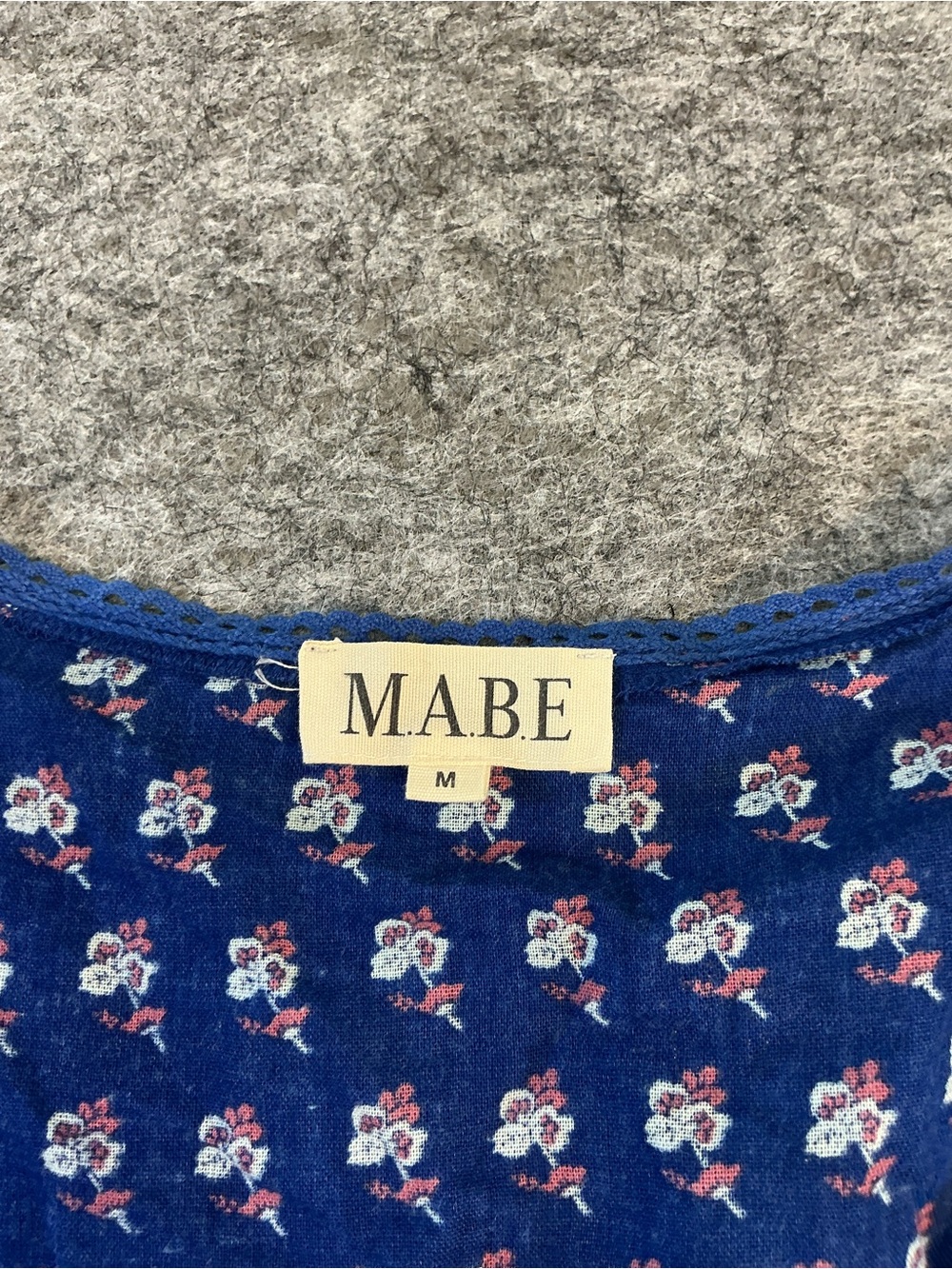 M.A.B.E Delfi Sunflower Blue Floral Tiered Smocked Waist Dress Size M - Picture 4 of 5
